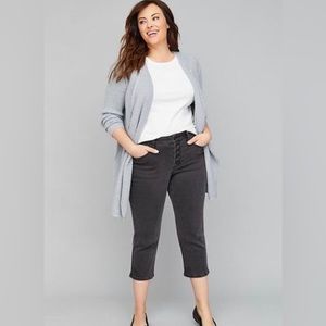 Lane Bryant high rise crop straight leg button fly black jeans 20